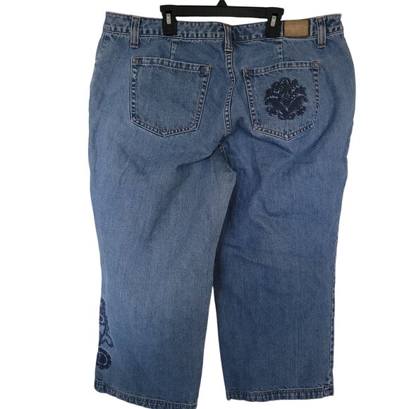 Tommy Hilfiger Womens Embroidered Blue Denim Jeans Size 16 Relaxed Fit - Picture 4 of 7